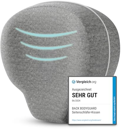 BACK BODYGUARD Kniekissen Seitenschläfer - Beinkissen - Lagerungskissen | Memory Foam - Kissenbezug: Grau - Waschmaschinengeeignet • 90% Polyester, 10% Elastan • Atmungsaktiv