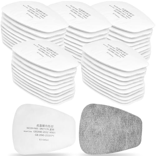 50 filtri per respiratore, 5N11CN, filtro contro vapori organici, set di filtri in cotone filtrante, filtro in cotone idrofiltro, per maschera, verniciatura di polveri sottili, strato di carbone