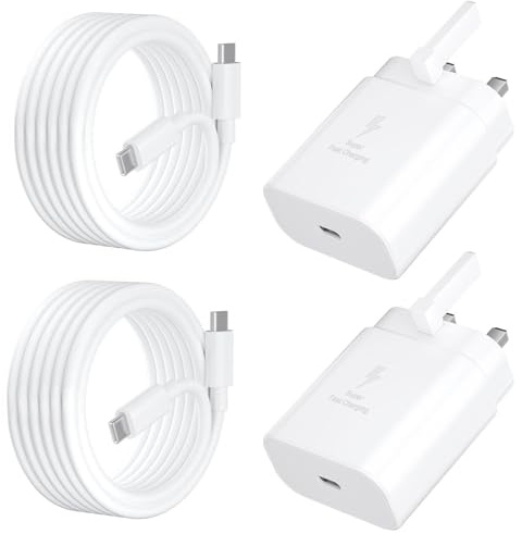 USB C Charger for iPhone 17 16 15 Charger 45W Fast Charger USB C Plug and Cables 3M, 2Pack Type C UK Wall Phone Power Adapter USBC Lead for iPhone 17 Air 16 15 Pro Max/iPad/Samsung S25 Ultra/S24/S23