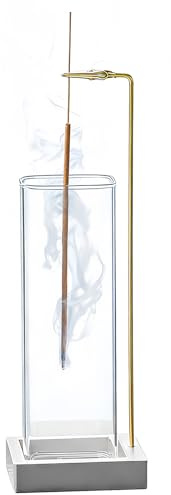 Incense Holder, Metal Incense Holder for Sticks with Removable Glass Ash Catcher, Anti-Ash Incense Burner,Luxury Home Décor for Meditation Relaxation (Silver)