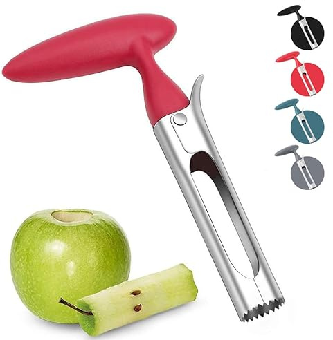 Rpanle Descorazonador de Manzanas, Cortador de Manzanas de Acero Inoxidable, Apto para Hogar y Cocina (Rojo)