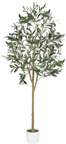 FEELEAD Olivenbaum künstlich 150 cm – Realistischer Olive Tree 5ft Künstliche Olivenbaum Pflanzen Indoor mit dickem Holzstamm & Früchten – Kunstpflanze für Zuhause Wohnzimmer, Büro Deko