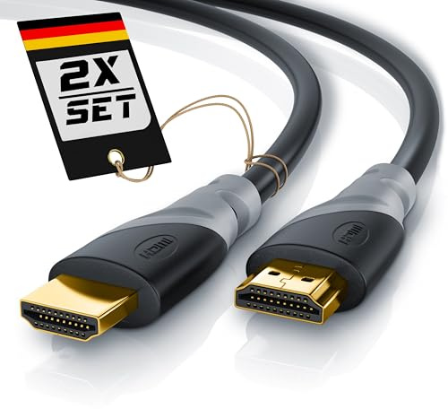 CSL - 15m 2er-Pack 4k HDMI Kabel 2.1/2.0-1m - 4K @ 60Hz - 18 Gbit/s - 3D - Ultra High Speed mit Ethernet - TV Blu-ray PS5 Xbox Series X Switch - schwarz - 15 Meter