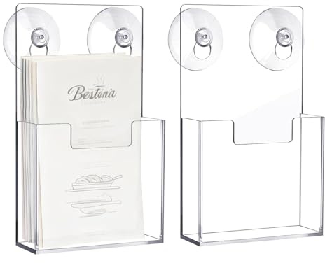 Porta brochure A4 in acrilico trasparente, 2 supporti da parete a per brochure, documenti, ufficio, negozio, commerciale, residenziale