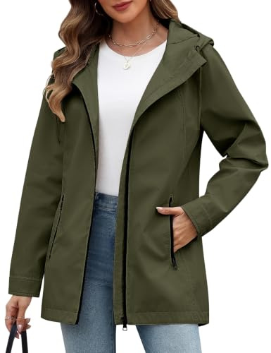heekpek Women’s Lightweight Jacket Autumn Coats for Women Casual Jackets | Ladies Outdoor Coat, Longline Windbreaker, Softshell Parka with Hood, Zip Pockets, for Spring Summer