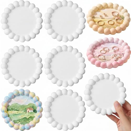 Yiyiring 6Pcs Ceramics to Paints Bubble Jewelry Trays, Paint Your Own Trinket Dish, Unpainted Plaster Jewelry Dish Plate for Rings Earrings, Sip and Paint Kit for Adults, Painting Party Favors