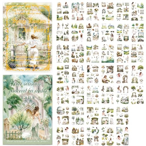 Juego de pegatinas para scrapbook, 40 hojas de accesorios para diario de basura y accesorios de scrapbooking, libro de pegatinas de acuarela Washi para adultos, accesorio de diario perfecto para