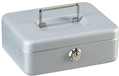 Burg-Wächter Geldkassette abschließbar mit Schlüssel und Hartgeldeinsatz, flach, Stahlblech, Universa CKS 207, Silber