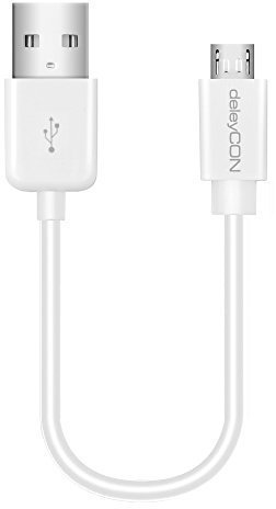 deleyCON 0,15m Micro USB Ladekabel Datenkabel Kompatibel für Android Handys Smartphones Tablets MP3 Player Kameras uvm. - Weiß