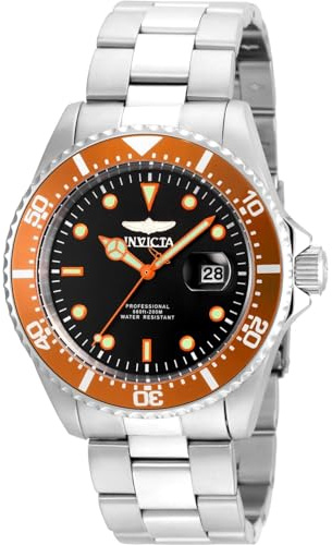 Invicta Pro Diver 22022 Men's Watch - Waterproof - Analogue - Quartz Movement - stainless steel with black dial - 43mm