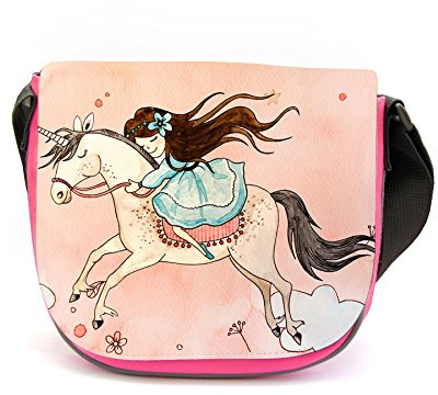 ilka parey wandtattoo-welt Kindergartentasche Elfe Fee auf Einhorn Kindertasche Tasche mit Wunschname kgt28