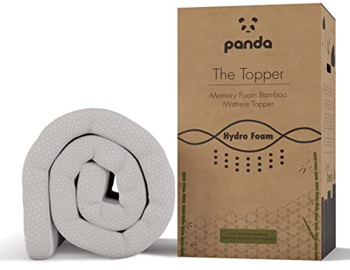 Panda The Topper - Cubrecolchón de Espuma viscoelástica con Gel (hidroespuma) de bambú (Emperador de la UE: 200 x 200 x 5 cm), Color Blanco