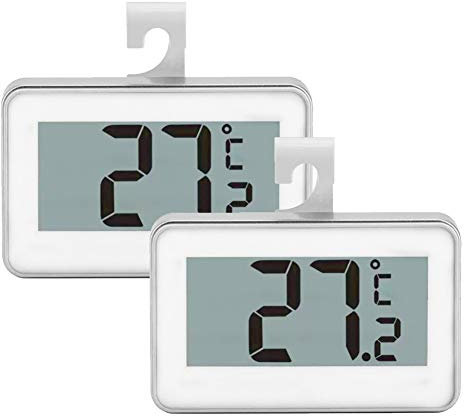 Set of 2 Fridge Thermometer,Digital Refrigerator Freezer Thermometer Monitor with Hanging Hook(White)