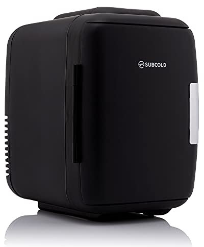 Subcold Classic4 Mini Fridge - Cooler & Warmer | 4 Litre/6 Cans | AC+USB | Portable Small Fridge for Skincare, Bedroom, Dorm, Car, Travel (Black)