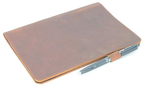 JJNUSA Vintage-Notizbuch aus echtem Leder, Geschenk für Rocketbook, Everlast Core Fusion, Briefschreiben, Reisetagebuch, Einband für A4, Einband, Größe 21,6 x 30 cm, Braun