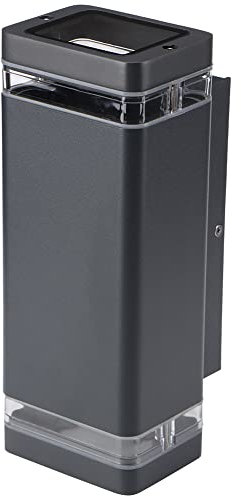 LASIDE Outdoor Wall Light - Anthracite Grey GU10 UP Down Outside Light Electric, IP44 Waterproof Aluminium Garden Lights for Patio, Terrace, Balcony, Porch, Garage