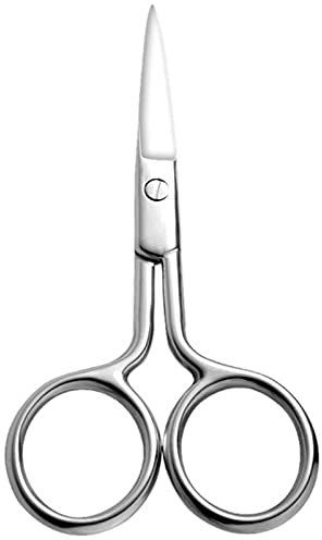 Stainless Steel Facial Hair Scissors - Small Straight Tip Scissors for Eyebrows, Nose, Moustache, Beard & Eyelash