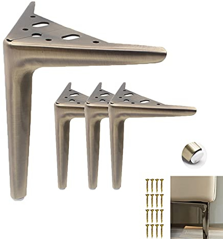 Gambe Per Divani 4 Pz Gambe per Mobili in Metallo Piedini da Tavolo,Triangolo,Sostituzione Poltrona Letto Armadio Piedini in Acciaio Laminato a Freddo,Non Arrugginisce (12cm/4.72inch,Bronze)