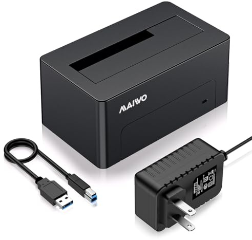 MAIWO SAS to USB 3.0 Adapter, SAS SATA Hard Drive Enclosure Reader for 2.5 3.5 Inch HDD SSD, 24TB Capacity, External Hard Drive Docking Station with 12V/2A Power, Tool Free