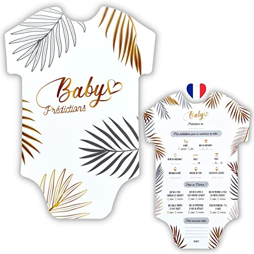 x25 - Biglietto da gioco per baby shower – Kit ideale per genitore Reveal e festa prenatale, animazione tendenza prognosi nascita del futuro bambino o ragazzo, carte miste oro oro per ragazza o