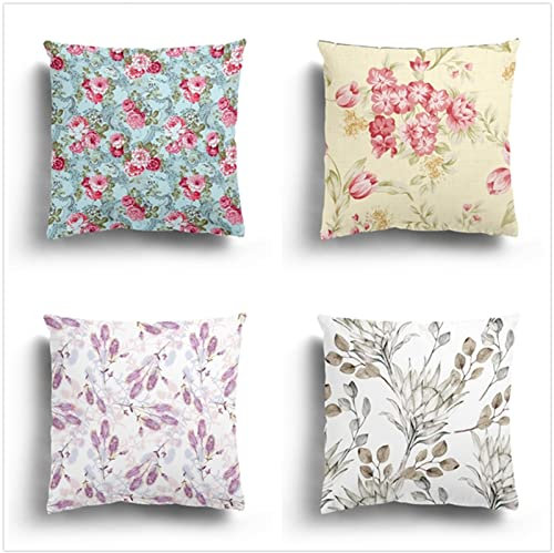 Tinnoon Kissenbezug 45x45cm 4er SetBoho Wohnzimmer Outdoor Deko, Schlafzimmer Zimmer Dekor Kissenhülle Kissenbezüge mit Verstecktem Reißverschluss, Couchkissen, Sofakissen Weinachten Bunte Blume