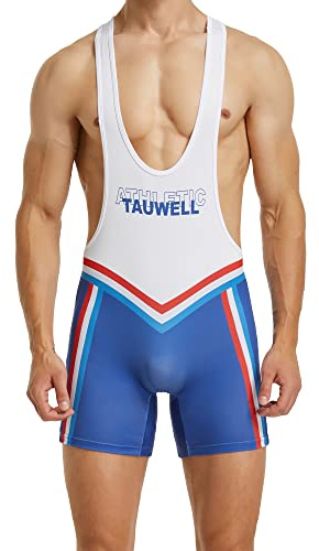 YUFEIDA Men's Sports Shirts Active Undershirts One Piece Boxer Singlet Wrestling Bodywear Active Base Layers Bodysuit A/White