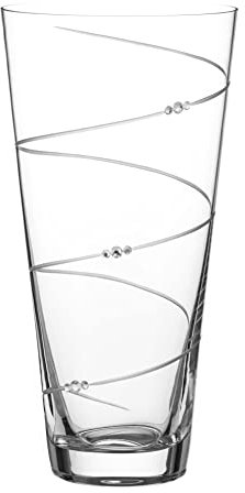 DIAMANTE Swarovski Conical Tapered Hand Cut Crystal Vase 'Swirl' design - Lead Free Crystal Vase (25cm) in gift box
