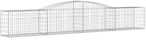 vidaXL Arched Gabion Baskets Set of 10 - Galvanised Iron Stone Cage Retaining Wall for Garden, Backyard, Patio - Sturdy, Decorative, Weather-, Silver