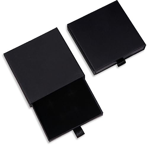 PC 1 Caja de regalo de joyería Cajas de regalo de exhibición de joyería de papel 9 * 9 * 1.7 cm / 3.5 * 3.5 * 0.6in Caja de regalo pequeña para collar Pendientes Anillo Almacenamiento de joyas (Negro)