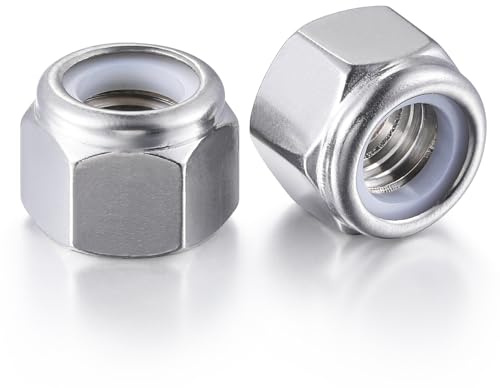 Wensilon(50pcs) 1/4-20 Self Clinching Nuts 304 Stainless Steel Self-Lock Nylon Inserted Hex Lock Nuts