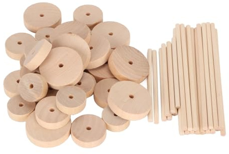 Birkenholz-Räder, Holzscheiben 54 Stück, DIY Bastelmaterial zum Bemalen und Dekorieren für kreative Weihnachtsbastelprojekte