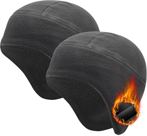 Skull Caps for Men Women 2 Pack Thermal Windproof Hat Headwear Cycling Running Biking Motorcycle Hats Cold Weather Bicycle Riding Gear Gray