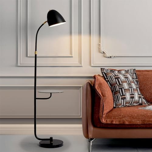 Wylolik Metallschirm-Stehlampe, Marmorsockel Stehleuchte Fußschalter vertikale Lampe galvanisierte Hardware Tischlampe, klassische Stehlampen mit Tablett für Klavierzimmer Kalligraphiezimmer Sofaecke