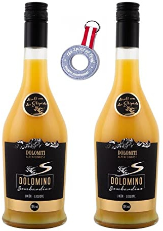 Dolomino Bombardino von Dolomiti 16% vol.│2er Set + Schlüsselanhänger gratis │ cremiger Eier-Likör mit Rum │ 1 x 0,7 l │ Der Hit aus den Bergen│ Warm und kalt ein Genuss