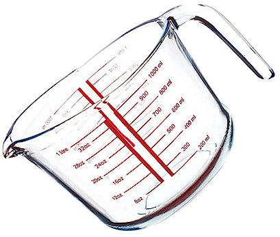 ABOOFAN Taza Medidora De Vidrio Templado 1l Taza De Cocina Resistente Al Calor Adecuado Para Panadería y Uso Doméstico Asa