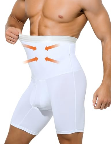Casey Kevin Shapewear boxershorts för män mage väg byxor män kompression underbyxor undertröja hög midja magkontroll shorts, A2-vit, L