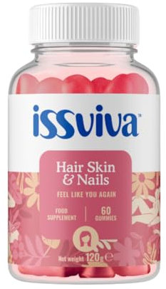 Issviva Hair, Skin & Nails Gummies for Women – Collagen, Biotin, Hyaluronic Acid, Selenium & Vitamins – Prickly Pear Flavor – Menopause Support – Menopause Supplements Women
