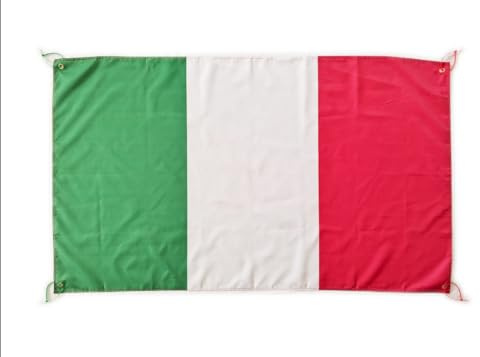 Grand drapeau Italie 150 x 90 cm pour Balcon avec 4 œillets et 4 attaches, grands drapeaux de l'Italie pour événements sportifs
