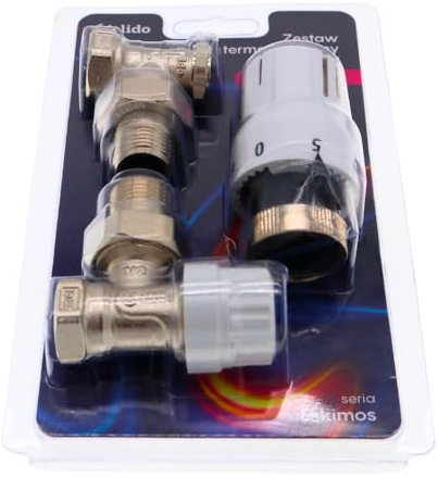 Gerades Thermostatset, Winkel-Thermostat-Set 1/2″ – M30x1,5 mit Bianca-Thermostatkopf, Ventilset Heizkörperanschluss mit Thermostat für Heizkörper, Set Heizkörperthermostat (Gerades Thermostatset)