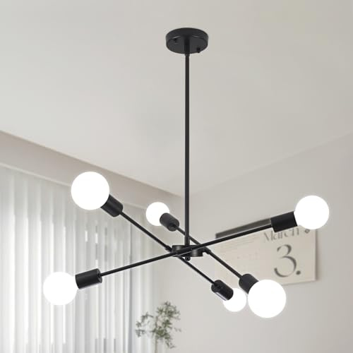 QAREHL Lampadario a Sospensione Moderno, lampadario Camera da Letto, Lampadari Moderni per Soggiorno Lampadario Nero per Cucina Cameretta Sala da Pranzo, E27