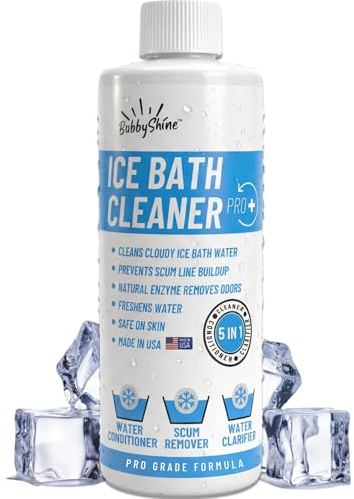 BubbyShine, Tratamiento semanal de agua de inmersión fría 5 en 1: limpiador de inmersión en frío, limpiador de baño de hielo, estabilizador de agua para cápsulas de hielo de inmersión fría, suavizante