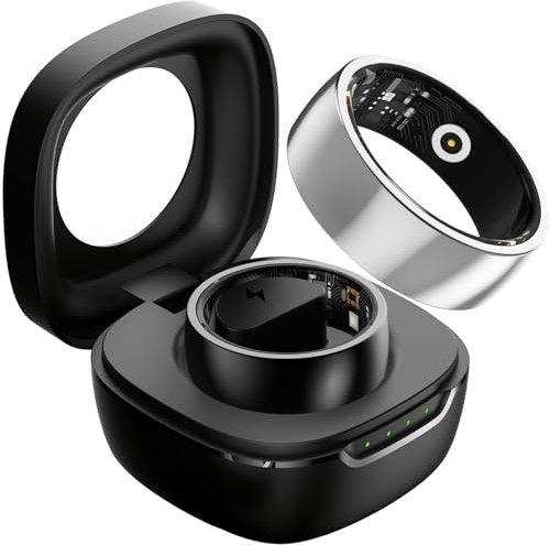 Smart Ring Android Fitness Tracker Ring Smartringe für Herren Damen Smart Ring Herzfrequenz Wasserdicht Smartring mit Schrittzähler Schlaftracker Ring iOS Smart Workout Fitness Ring Edelstahl