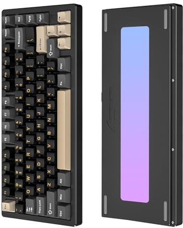 LexonElec x Attack Shark X75 CNC-Aluminium 75% kabellose Gaming-Tastatur, Tri-Modus-BT/2.4G/Verkabelt, mechanische RGB-Tastatur auf Dichtung montiert, 10000mAh Batterie, Unterstützt Win/Mac-Schwarz