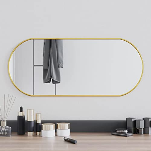 prissent WandSpiegel 70x30 cm Golden Wohnzimmer Spiegel Schlafzimmer Spiegel Badezimmerspiegel Mirror Wall Flurspiegel Eitelkeitsspiegel Ankleidezimmer Spiegel Garderobenspiegel Glas, PVC