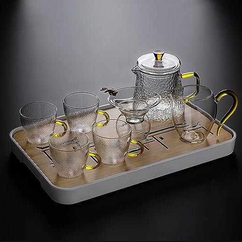 DDKYHU Set da tè, Set da tè per Adulti Set da tè Giapponese Set da tè Completo in Vetro in Stile Giapponese, Set da tè con teiera per tè a Bolle Piccolo per Ufficio (D