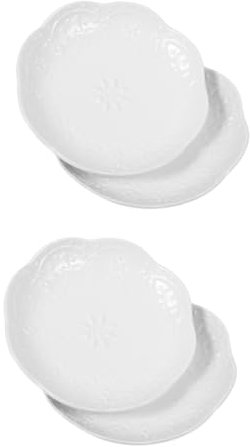 WHAMVOX 4pcs Ceramic Dipping Serving Dish White Sauce Plate Bowls for Dipping Seasoning Plate