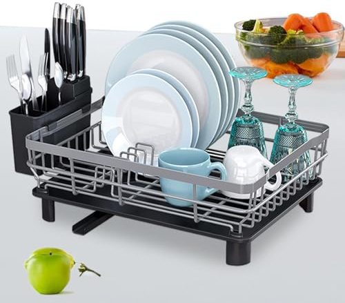 Lumiscent Scolapiatti – Stand da cucina | Asciugatrice per stoviglie | Scolapiatti sopra il lavello | Scolapiatti con grande capacità | Scaffale da cucina | Organizer per stoviglie