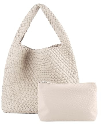 Gewebte Tragetasche für Damen, veganes Leder, handgewebte Handtaschen und Geldbörse, Schultertasche, Top-Griff, All-Match-Unterarmtasche