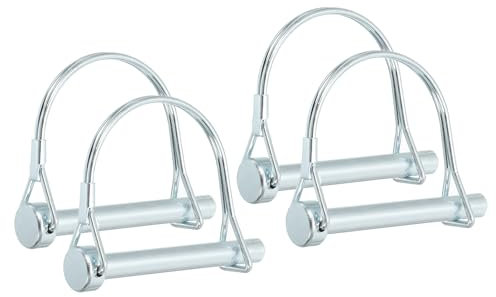 PATIKIL Trailer Coupler Pin 5/16x2-3/8x2.01(D*L*IW), 4 Pcs Wire Lock Pin Safety Shaft Locking Pin Round Pto Pins for Farm Trailers Lawn Hitches Garden Tractor Kayak Boat (8x60x51mm)