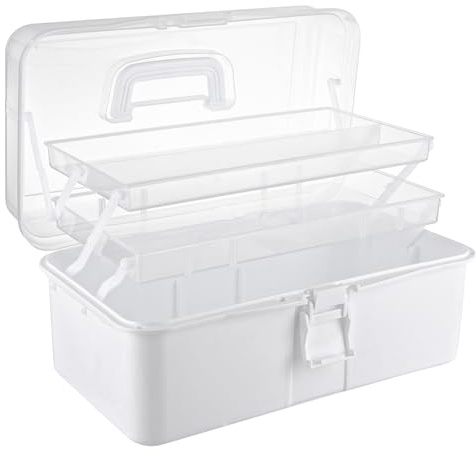 ASelected 3 Layer Craft Storage Box 3 Layers Plastic Cantilever Craft Medicine Organizer Tools Cosmetic Pens Sewing For Medicine, Tools, Art Materials,Toy,Cosmetic (White)